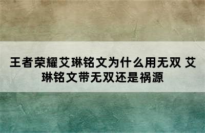 王者荣耀艾琳铭文为什么用无双 艾琳铭文带无双还是祸源